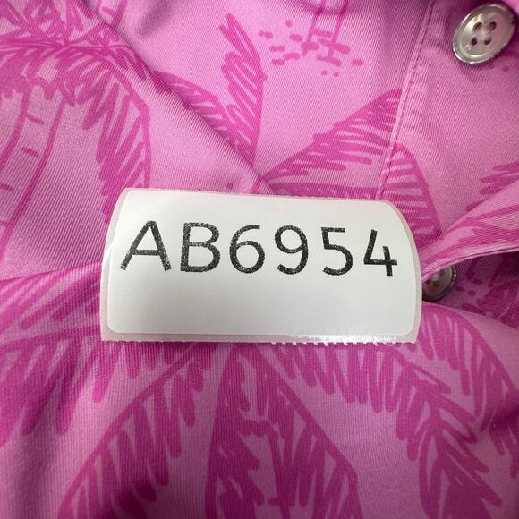 Chubbies Pink Palm Tree Polo Shirt Men’s Medium Tropical Short Sleeve Stretch - Picture 8 of 8